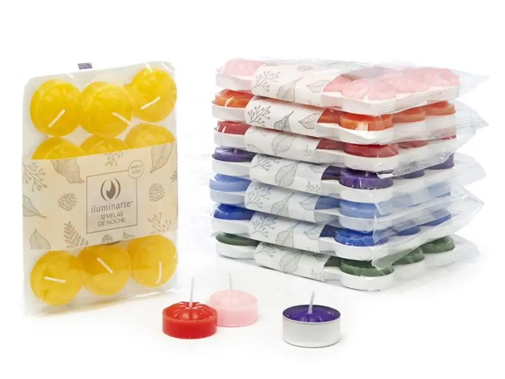Velas de Noche Color Iluminarte x 12 u.