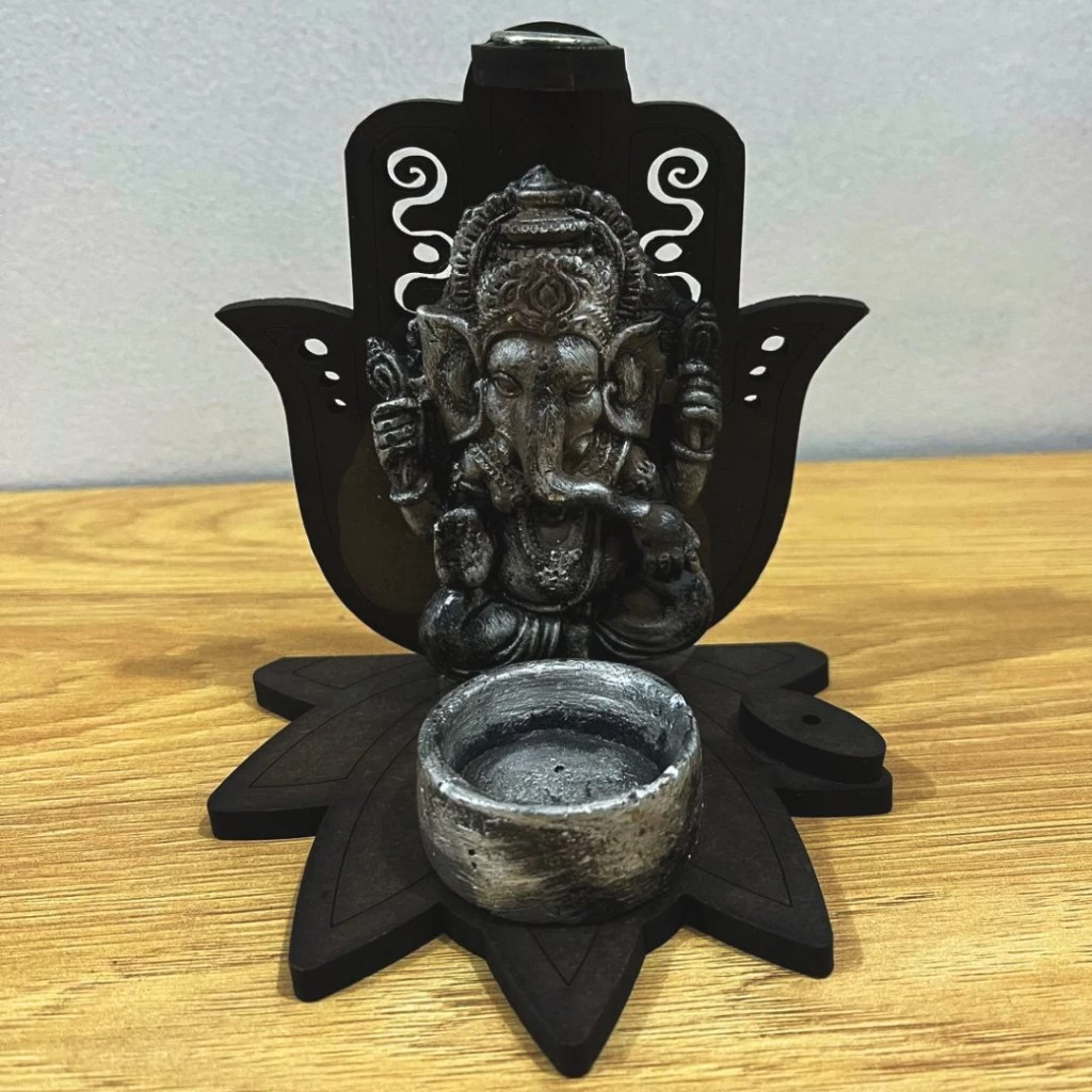 Portavela Mano Cascada Ganesha