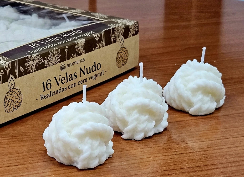 Velas Nudo Cera Vegetal x 16 u.