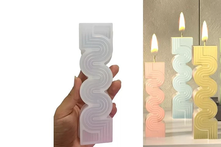 MOLDE SILICONA p/VELA VERTICAL ONDAS CHICA