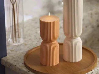 MOLDE SILICONA VELA SIMIL RELOJ DE ARENA RAYADO CHICO