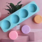 MOLDE SILICONA 4 JABONES CIRCULOS LISOS