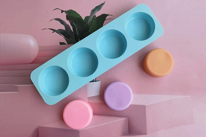 MOLDE SILICONA 4 JABONES CIRCULOS LISOS