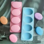 MOLDE SILICONA 4 JABONES OVALADOS LISOS