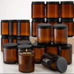 Frasco Vidrio AMBAR con tapa negra aluminio