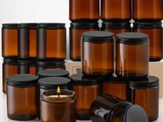 Frasco Vidrio AMBAR con tapa negra aluminio