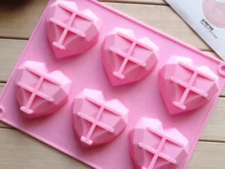 Molde Silicona 6 Corazones de Diamante