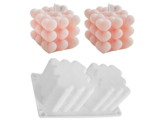 MOLDE SILICONA p/VELA 2 CUBOS CORAZONES