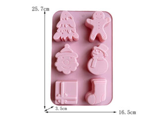 MOLDE SILICONA ARBOLITO NAVIDAD c/ 5 FIGURAS