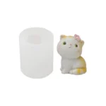 MOLDE SILICONA GATITO SENTADO C/FLOR