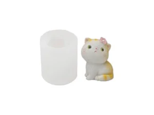 MOLDE SILICONA GATITO SENTADO C/FLOR