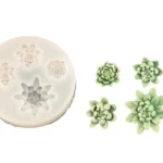 MOLDE SILICONA 4 FLORES MINI SUCULENTAS