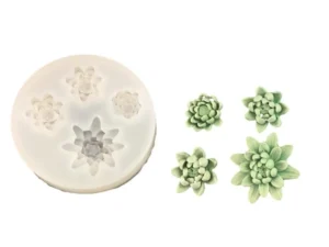 MOLDE SILICONA 4 FLORES MINI SUCULENTAS