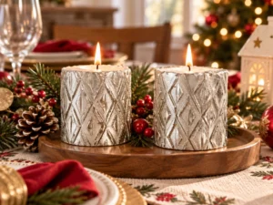 2 VELONES DECORATIVOS Y NAVIDEÑOS